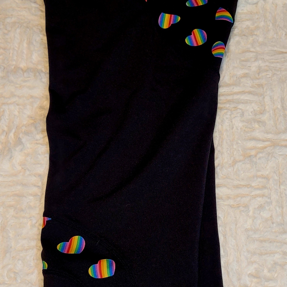 Black Leggings with Colorful Heart Details